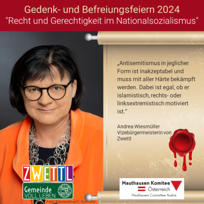 Virtuelles Gedenken Statement Andrea Wiesmüller, Vizebürgermeisterin von Zwettl