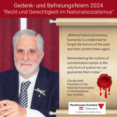 Virtuelles Gedenken Statement Claudio Betti, Präsident der National Assotiation of Mutilated and War Invalids