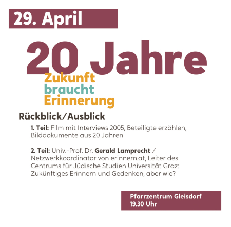 20 years of ‘Zukunft braucht Erinnerung’ (future needs remembrance) – review and outlook